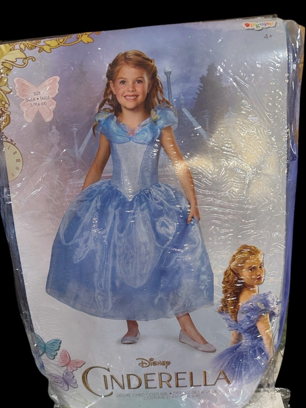 Disney Cinderella Light Blue Sparkle Princess Dress size S/ P (4-6X) costume